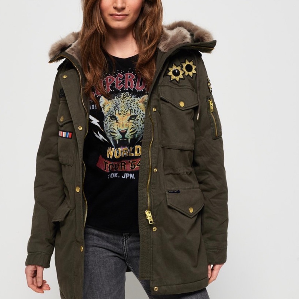 BWOT Superdry Rookie Rock Royalty Parka in size US12